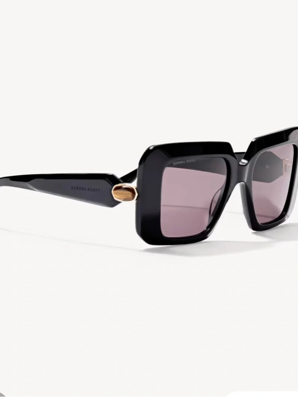 Kendra Scott Black Oversized Square Sunglasses with Pink Lenses